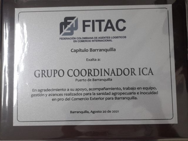 Fitac exaltó la labor del ICA en el Puerto de Barranquilla 