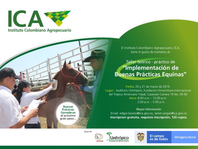 El ICA invita al taller de Implementación de Buenas Prácticas Equinas, en el Casanare