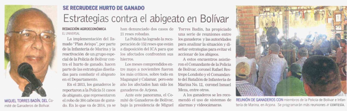 Estrategias contra el abigeato en Bolívar