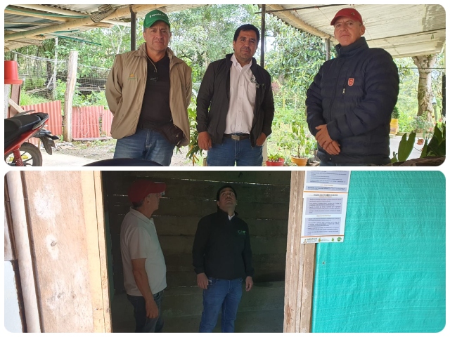 El ICA durante su visita en la finca La Aurora, con presencia de Asohofrucol.