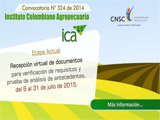 Se abre proceso de recepción de documentos para requisitos del empleo y prueba de valoración de antecedentes de la convocatoria ICA