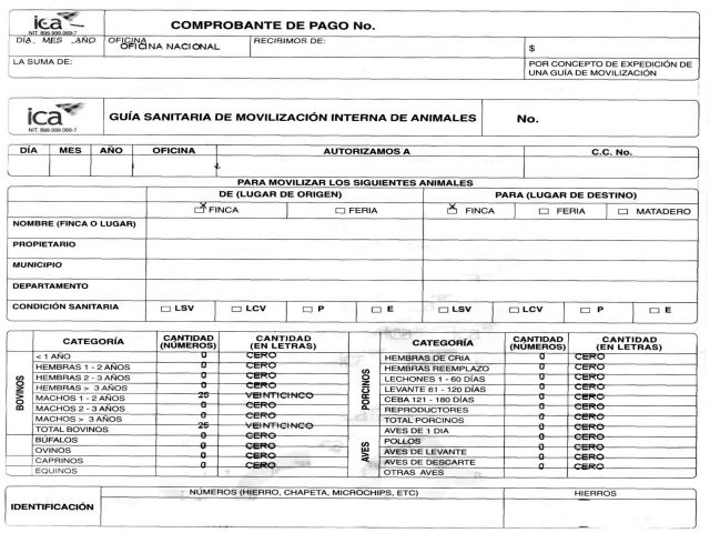 El ICA advierte sobre robo  de Guía de Movilización de ganado en Cundinamarca