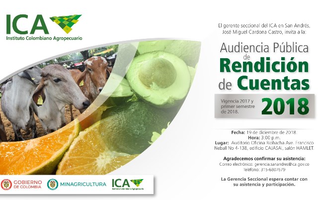 En la Isla de San Andrés y Providencia, el ICA rendirá cuentas de su gestión, vigencia 2017 y primer semestre de 2018