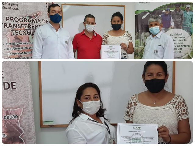 Entrega de certificado en Buenas Prácticas Agrícolas en el cultivo de cacao