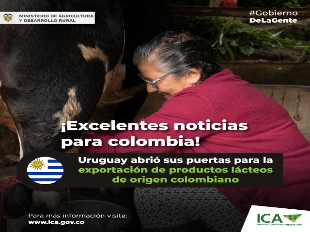 Uruguay podrá disfrutar de productos lácteos de origen colombiano con óptimas condiciones sanitarias 